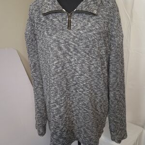 Woolly Threads Women's Black and Gray Marled Cotton Blend Knit Sweater Size L